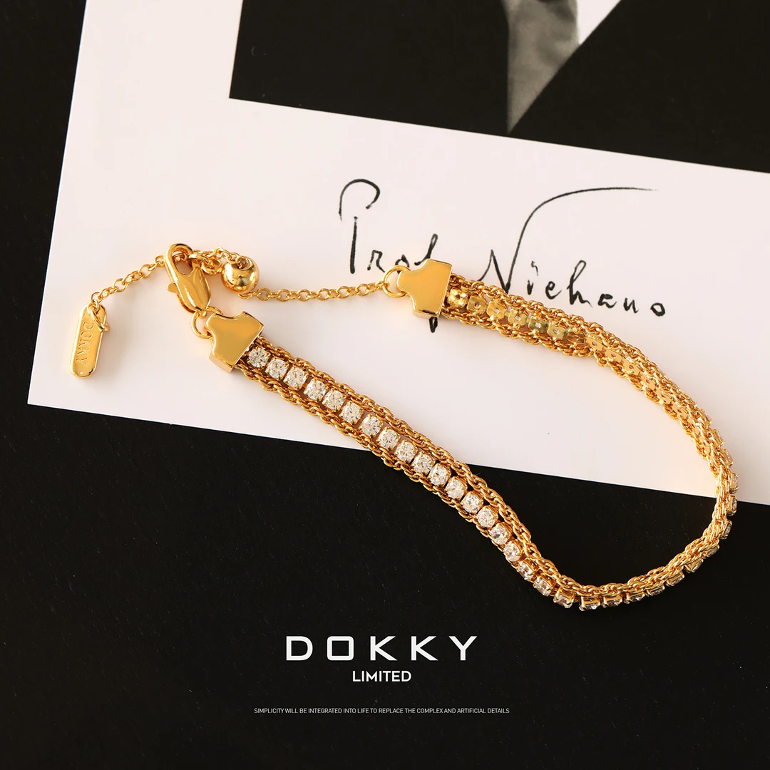 铜合金锆石手链 Dokky「英伦王朝」铜镀.锆石镶嵌简约气质手链