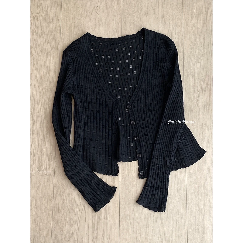 溺水三鱼 小众设计纯欲镂空百搭遮肉开衫