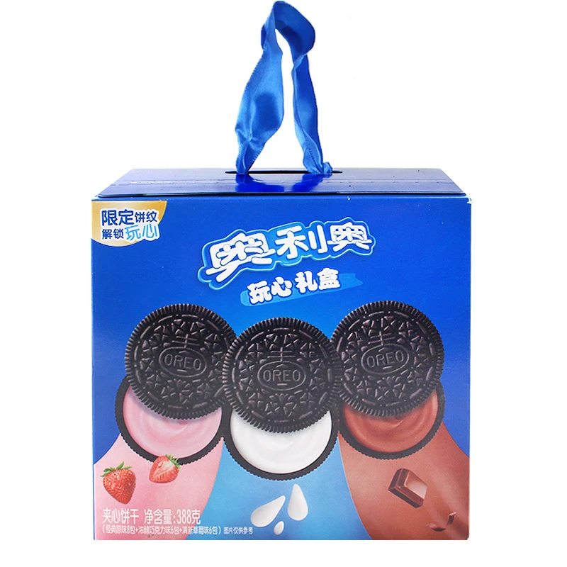 奥利奥388g玩心礼盒夹心饼原味草莓味巧克力味组合