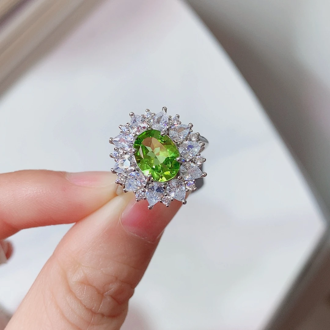 银S925镶嵌戒指橄榄石