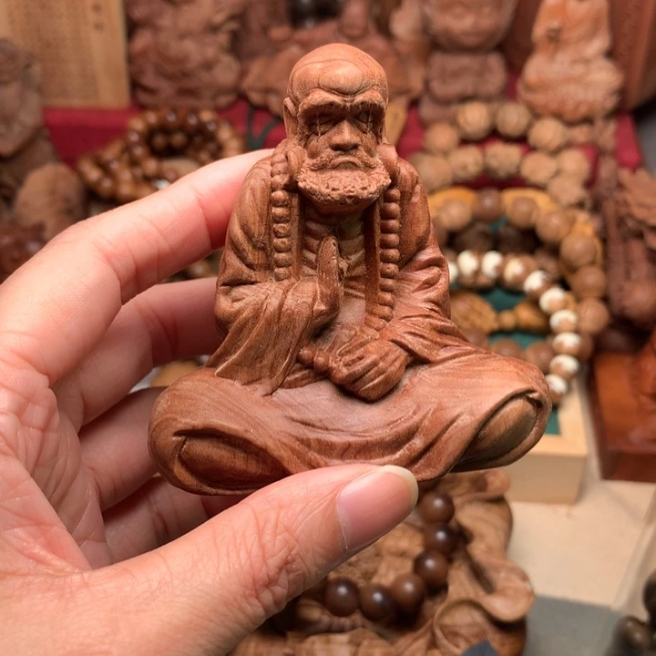 檀香木把件老山檀达摩