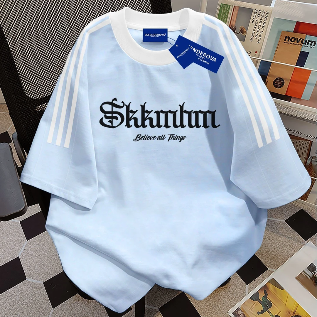 100%纯棉甜美温柔圆领短袖t恤男女夏季新款宽松舒适潮牌情侣上衣