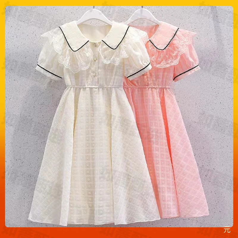 小女孩女童连衣裙潮款夏季洋气蕾丝公主裙薄款儿童雪纺裙子长裙