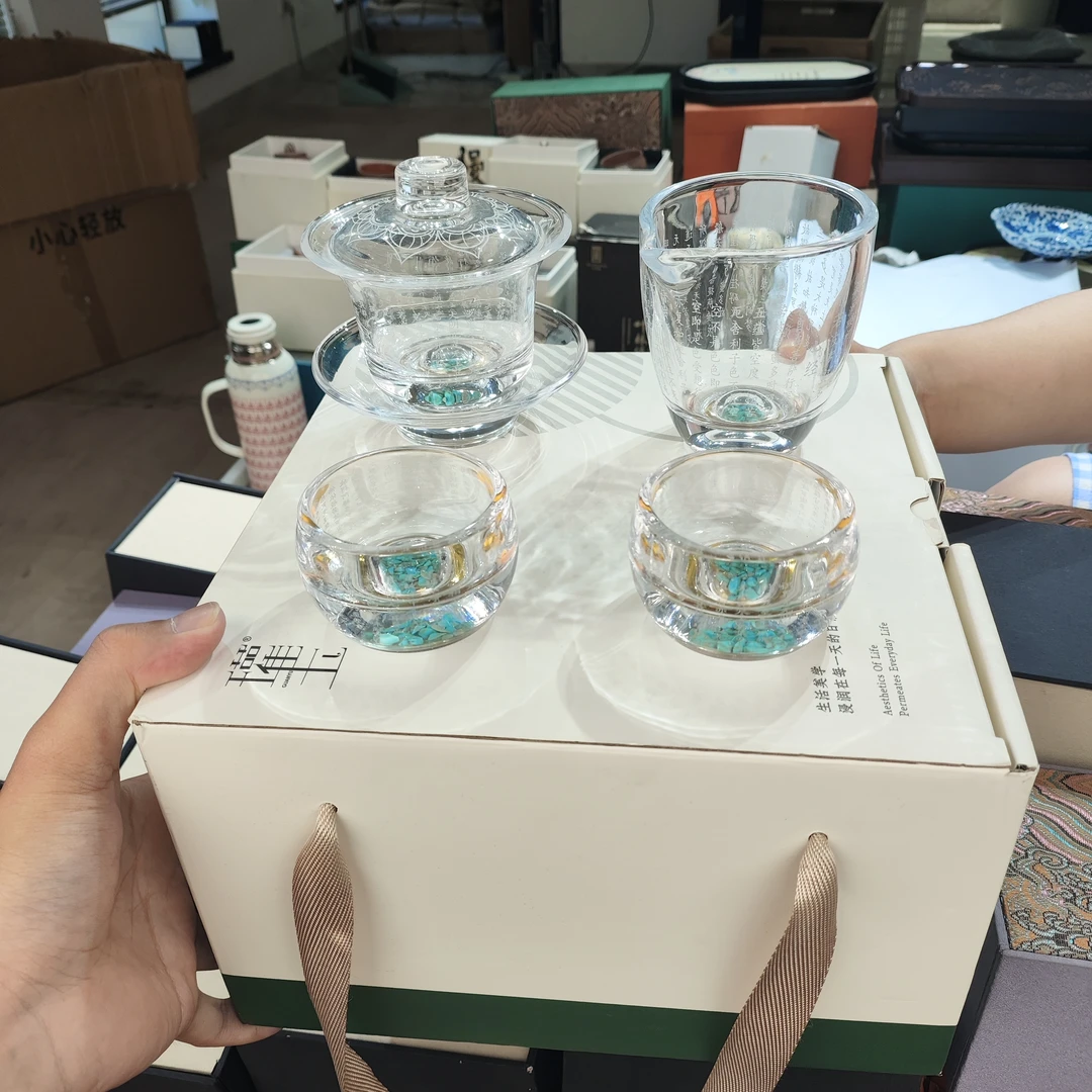 【闪购商品】@@瓘玉绿松石一盖碗一公道杯两客人杯不含礼盒1635
