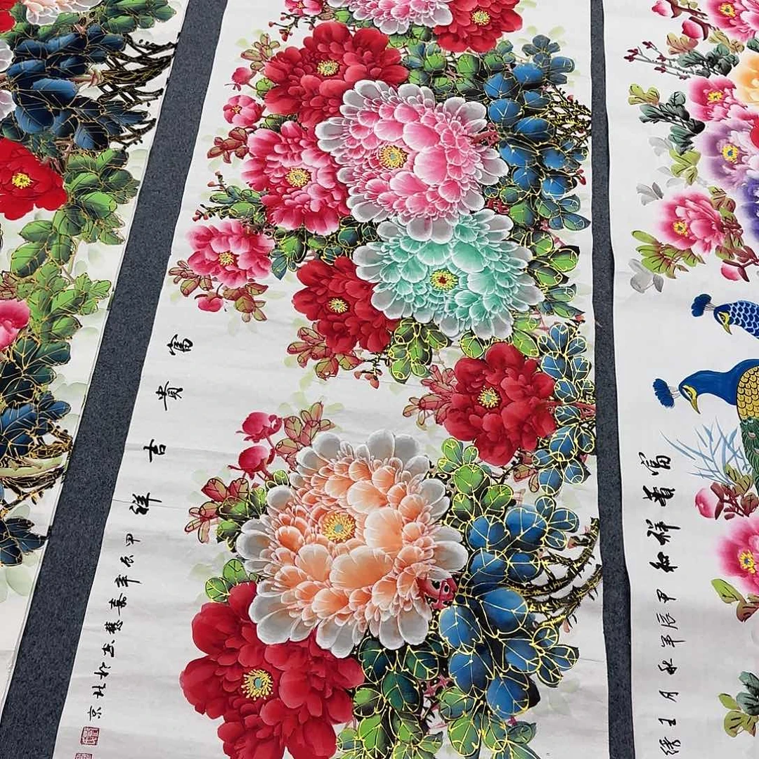 国画0****8尺寸70X180手绘作品