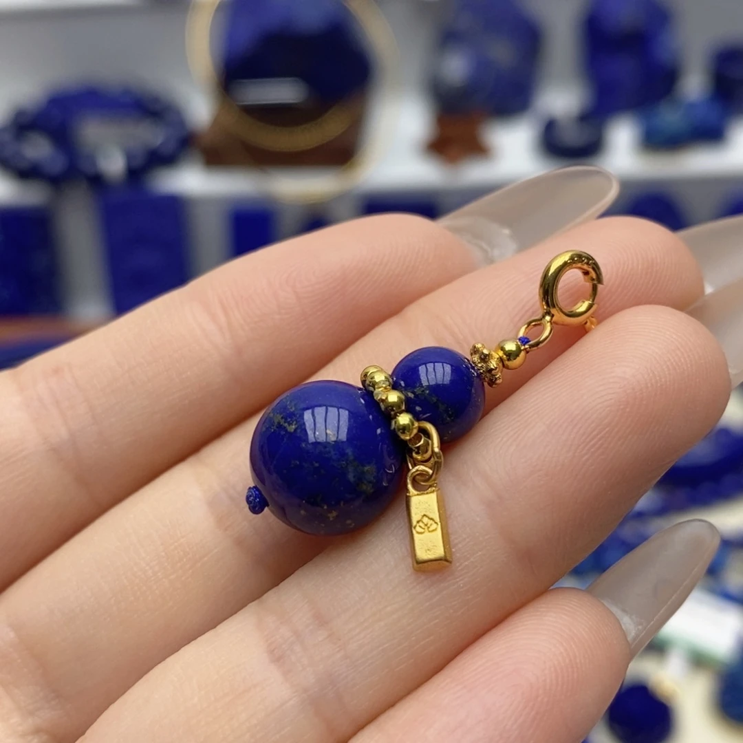 青金石银S925镀金镶嵌颈饰