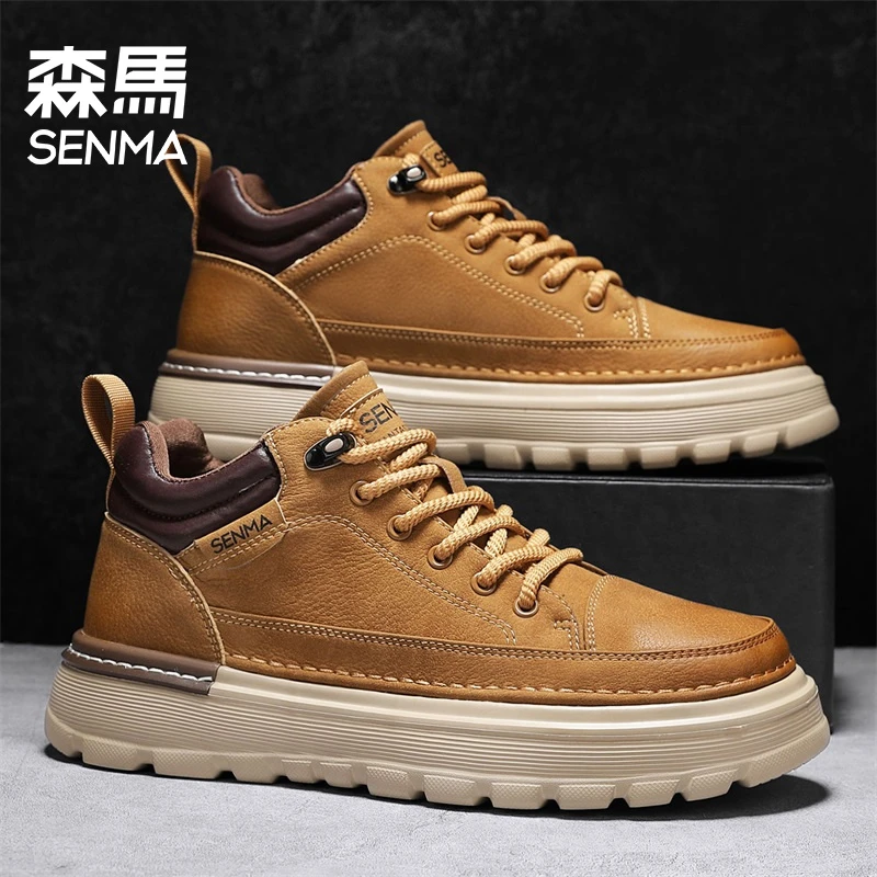 SENMA/森马男鞋2025新款冬季休闲运动英伦复古短靴厚底增高马丁靴