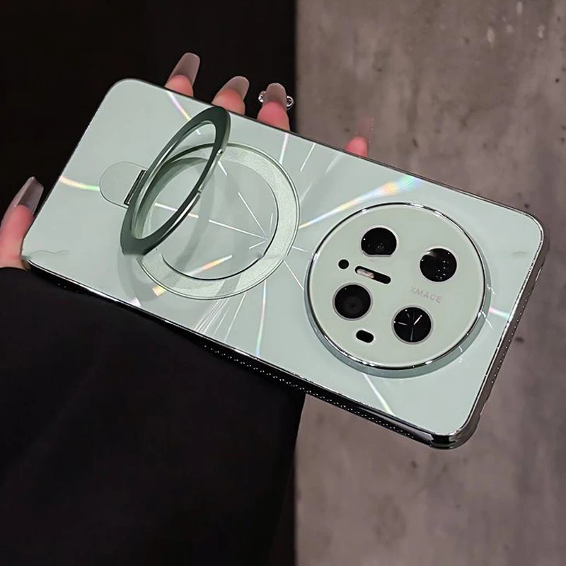 磁吸支架适用华为mate70/pro镭射CD纹电镀边全包手机壳防摔pro+