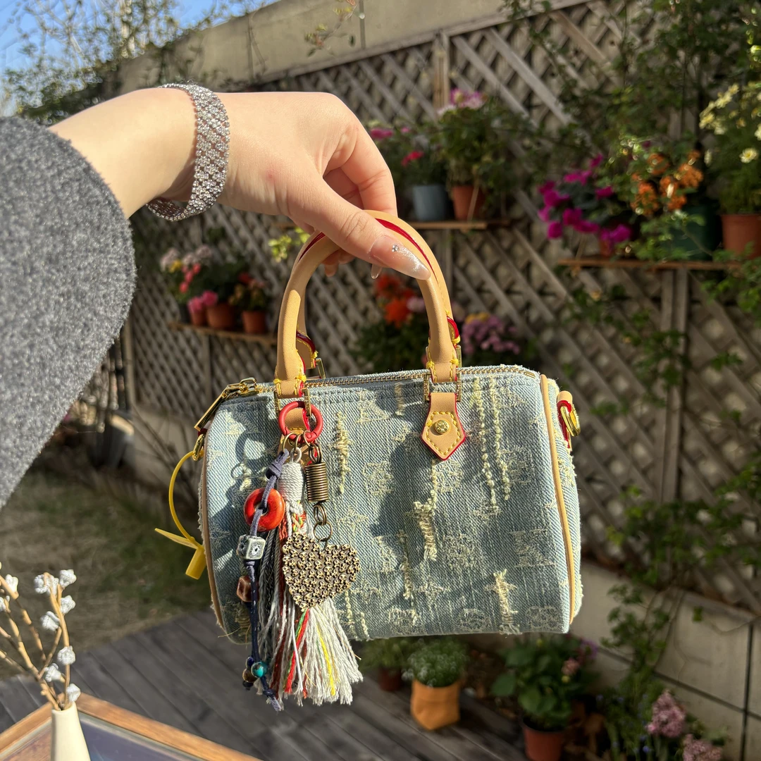 春夏新款丹宁牛仔枕头包