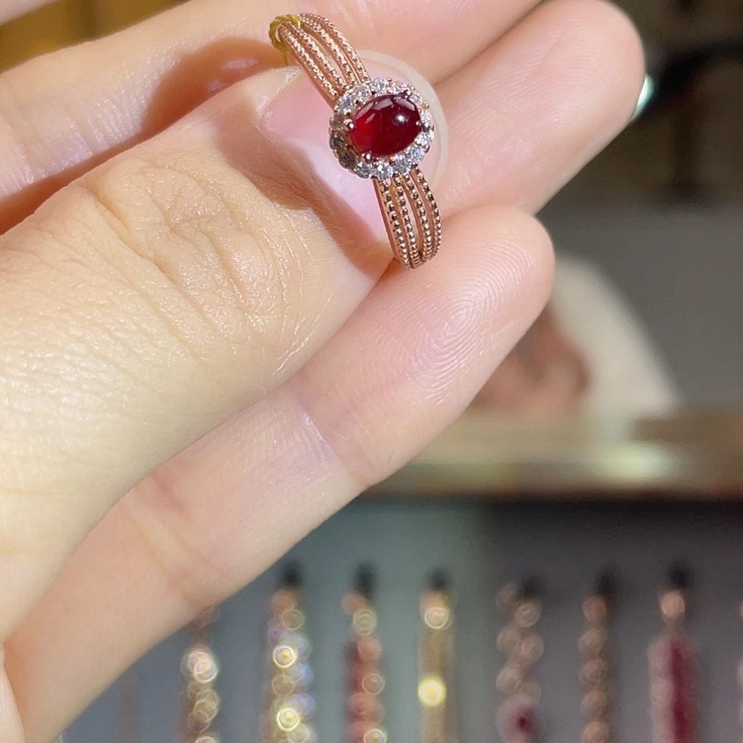 红宝石银S925镶嵌戒指