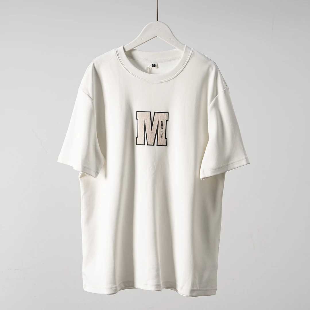 B518 夏季美式重磅潮牌百搭宽松休闲圆领短袖T恤807白