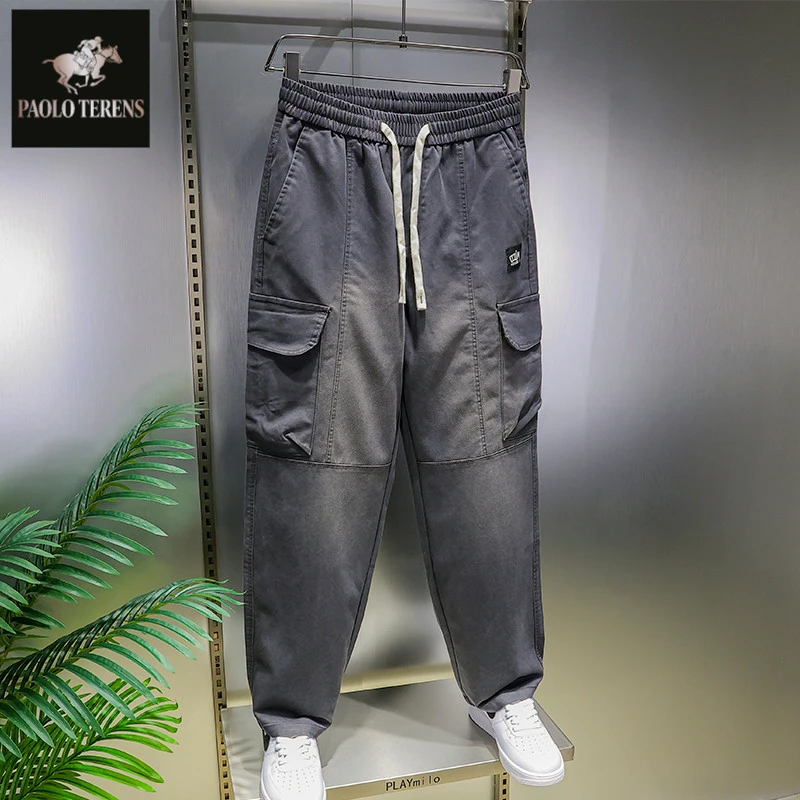 保罗秋冬季2025美式潮牌时尚百搭马骝仿牛宽松直筒工装休闲裤痞帅