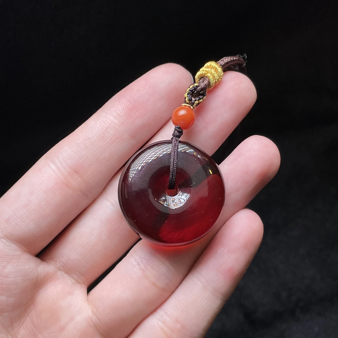 【玉氏珠宝】缅珀血珀平安扣项链多样性发货CCXRYZ1250136