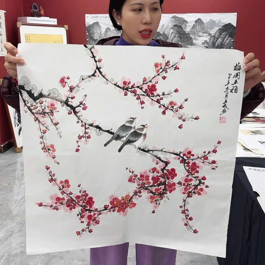 国画国画作品纯手工四尺斗方