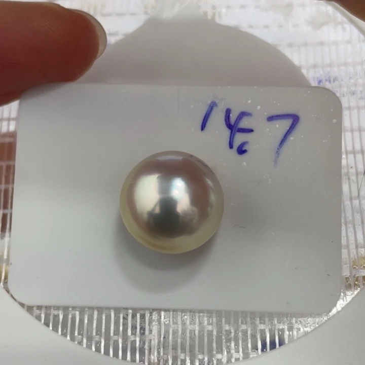 海水珍珠裸珠14.7mm炫彩干枯金珠