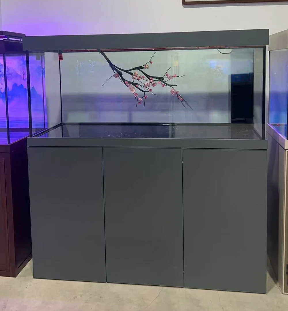 鱼妃妃 轻奢平板门龙鱼缸底部过程鱼缸