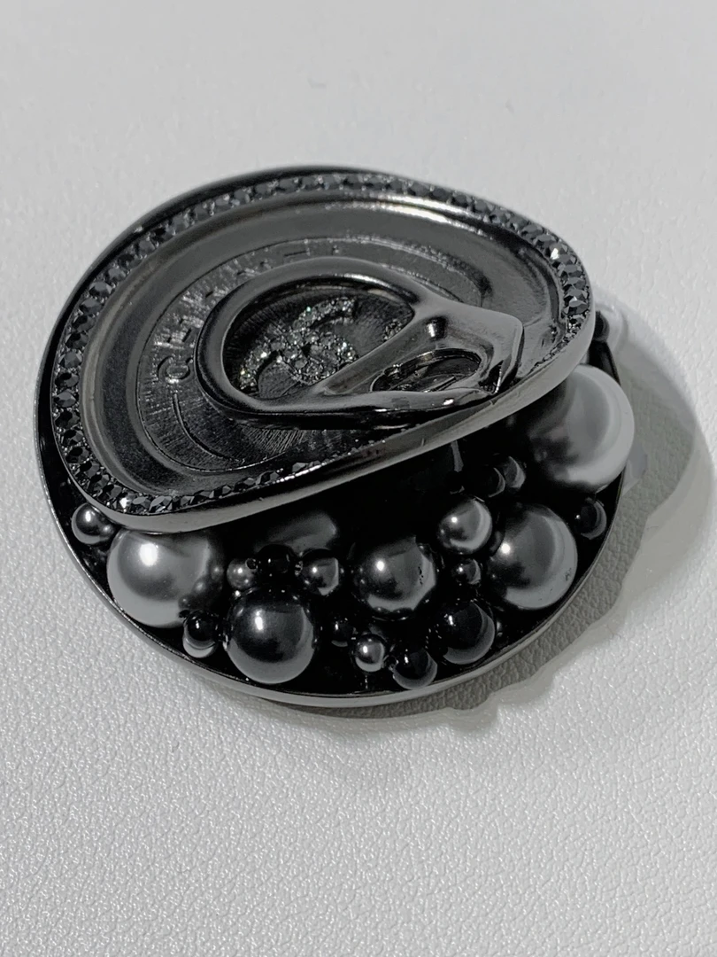 95新 Chanel/香奈儿 Chanel 14K 双C珍珠镶钻易拉盖胸针 10526256