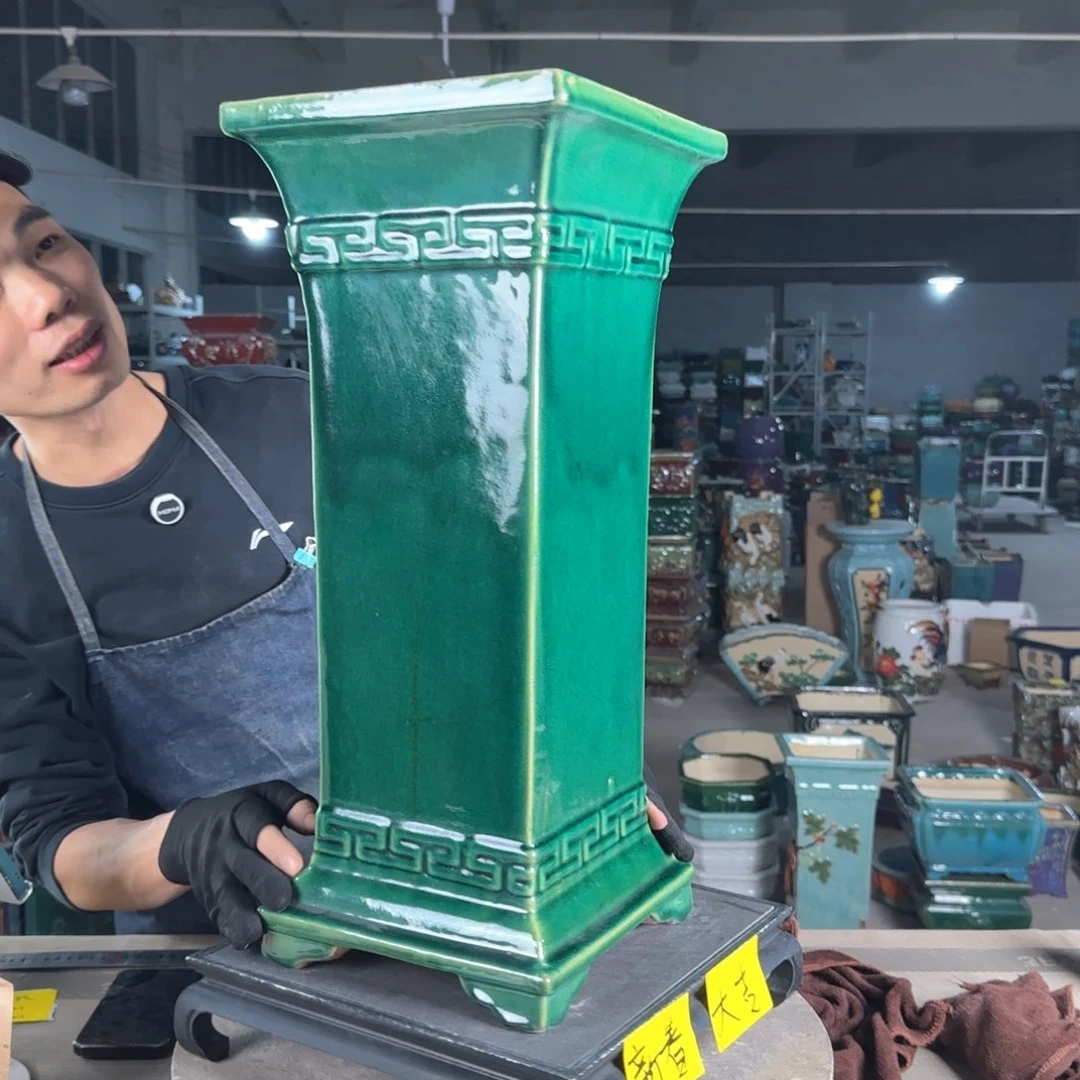 一风堂石湾花盆。轻微高温裂