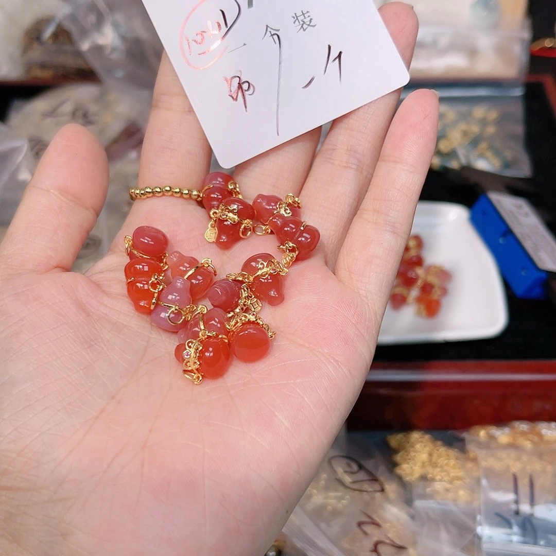 玛瑙/玉髓珠宝半成品银S925镀金镶嵌7