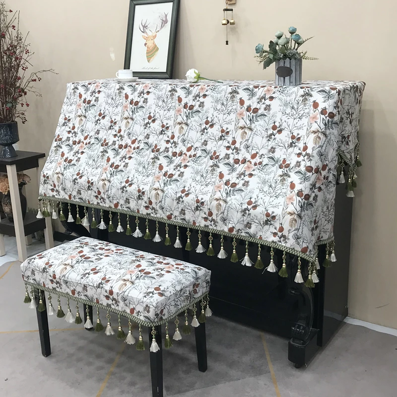 轻奢高档通用立式钢琴罩防尘琴键布盖布北欧简约风格