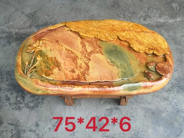 端砚绿端荷花茶盘，喜欢的朋友可以联系我们哦