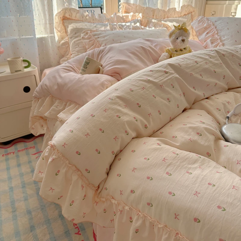 Heart Island【小粉花】A类少女心碎花清新花边床裙款公主风四件套