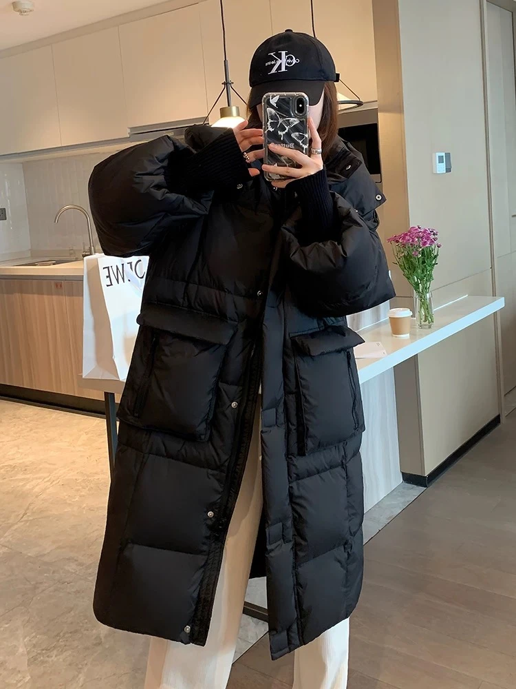 加厚羽绒服长款大被子外套短款宽松连帽泡芙鸭绒冬季保暖过膝户外