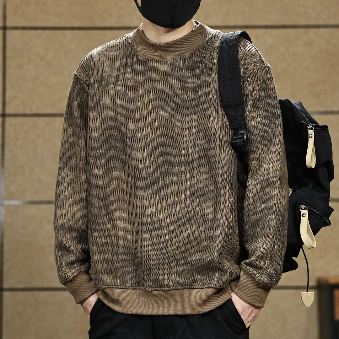 美式复古针织540g重磅卫衣男秋季宽松慵懒风痞帅休闲外套男春秋款