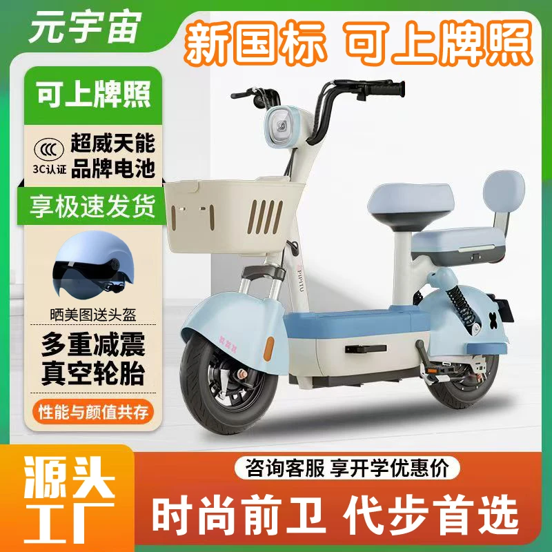 新国标电动自行车48V锂电池电动车成人双人两轮车代步车锂电池