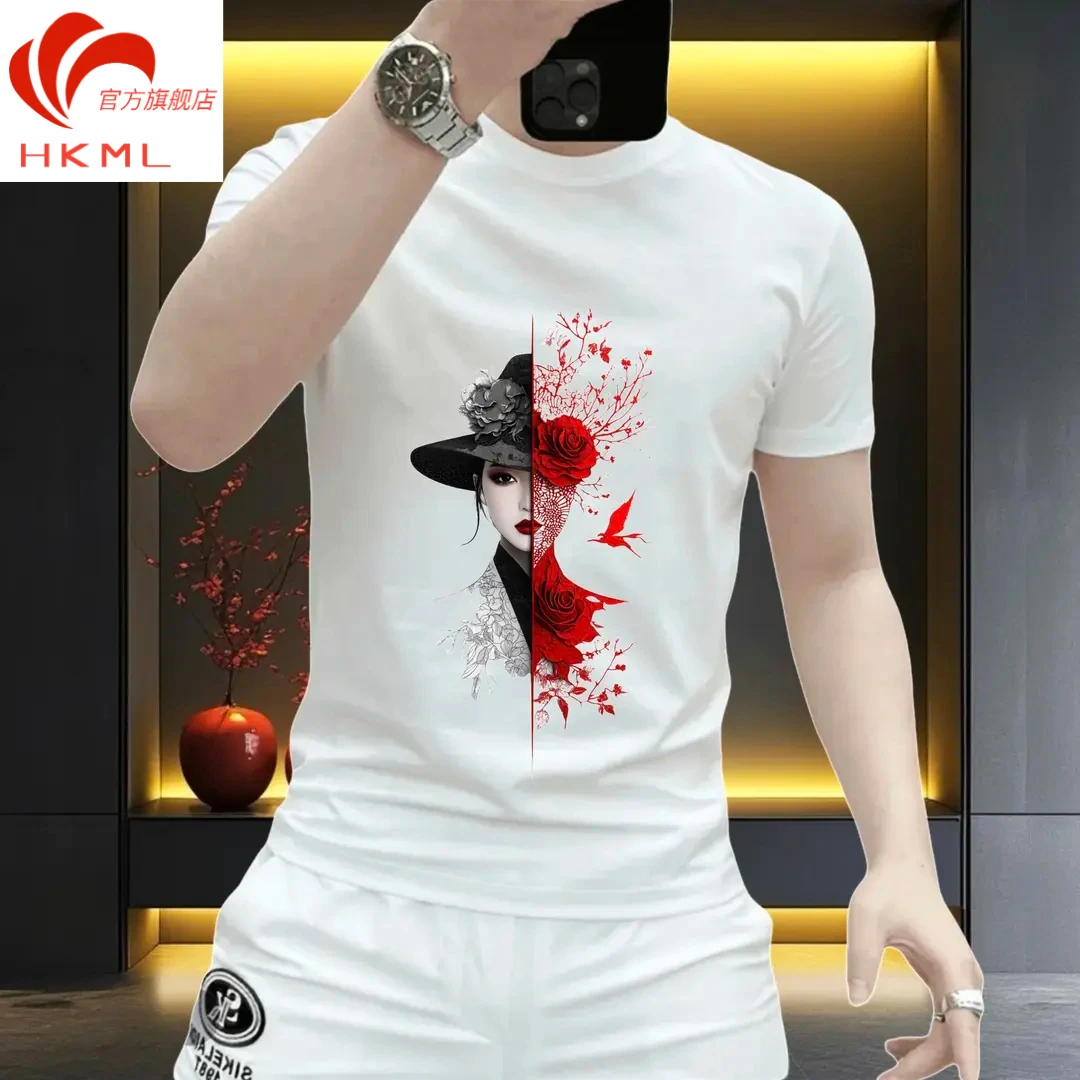 夏季潮牌印花短袖T恤圆领半袖帅气时尚短袖ins青年潮牌纯棉T恤