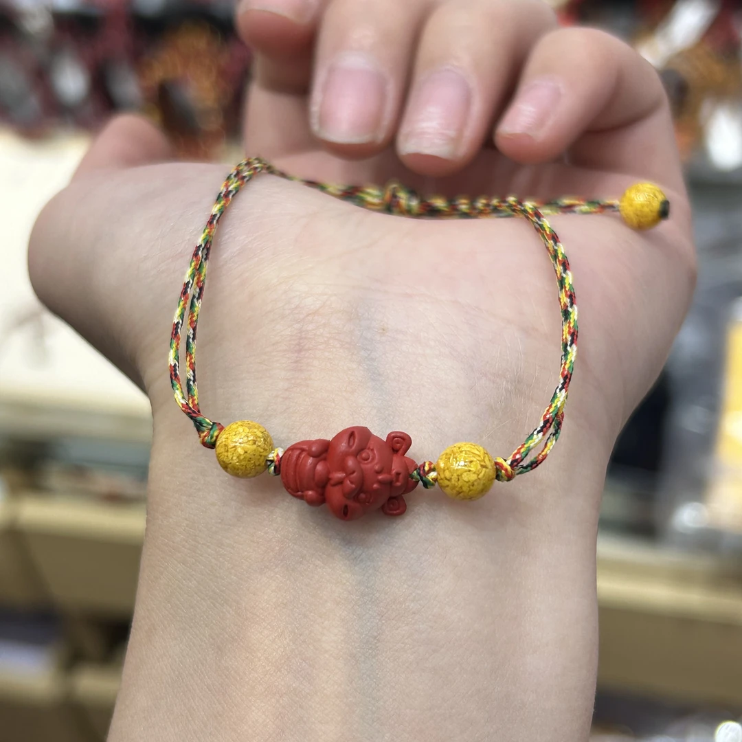 含辰砂工艺品财神蛇朱砂手链3333
