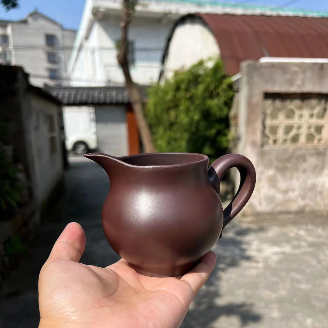 宜兴紫砂原矿石黄公道杯手工茶海分茶器紫砂茶具原矿石黄主人杯