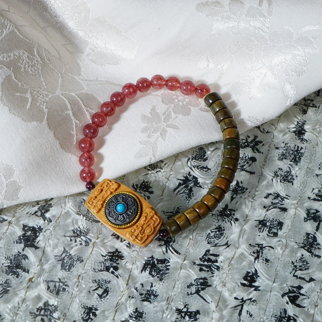 时来运转绿檀木禅意单圈手串 手工工艺国风复古民族风简约女士