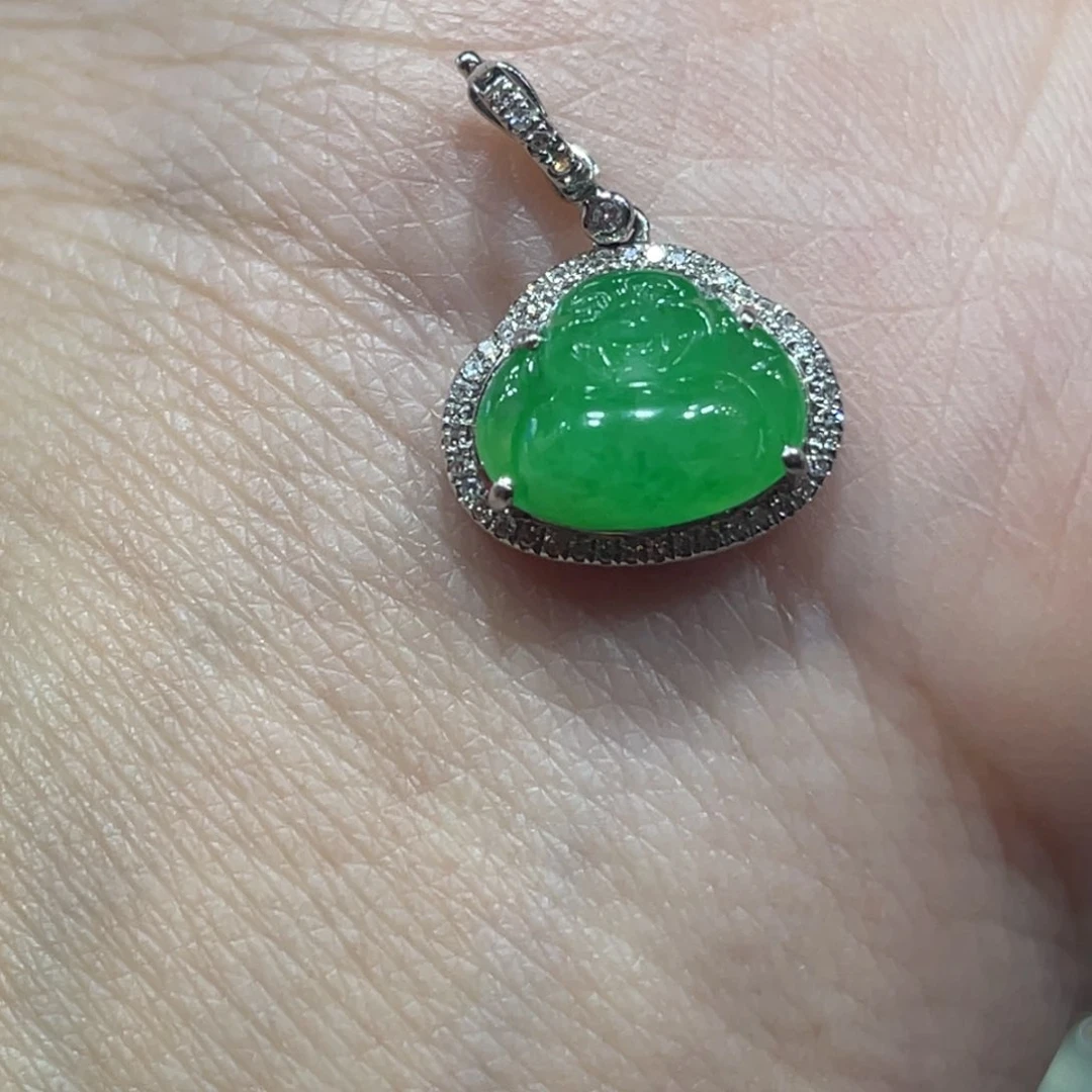 翡翠18K金镶嵌颈饰睿*天然翡翠18kA货