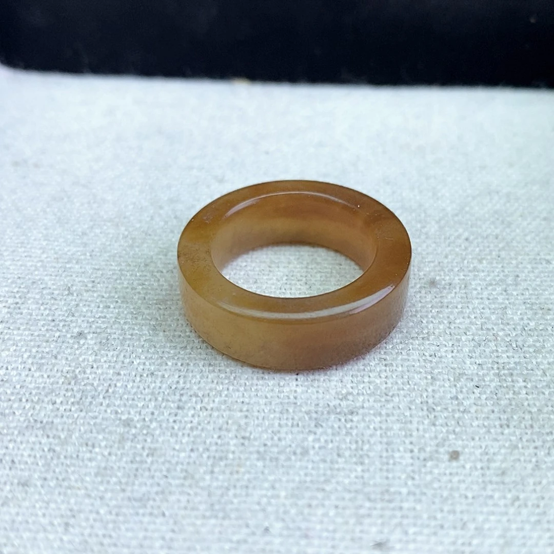和田玉戒指未镶嵌13码 老红糖直切