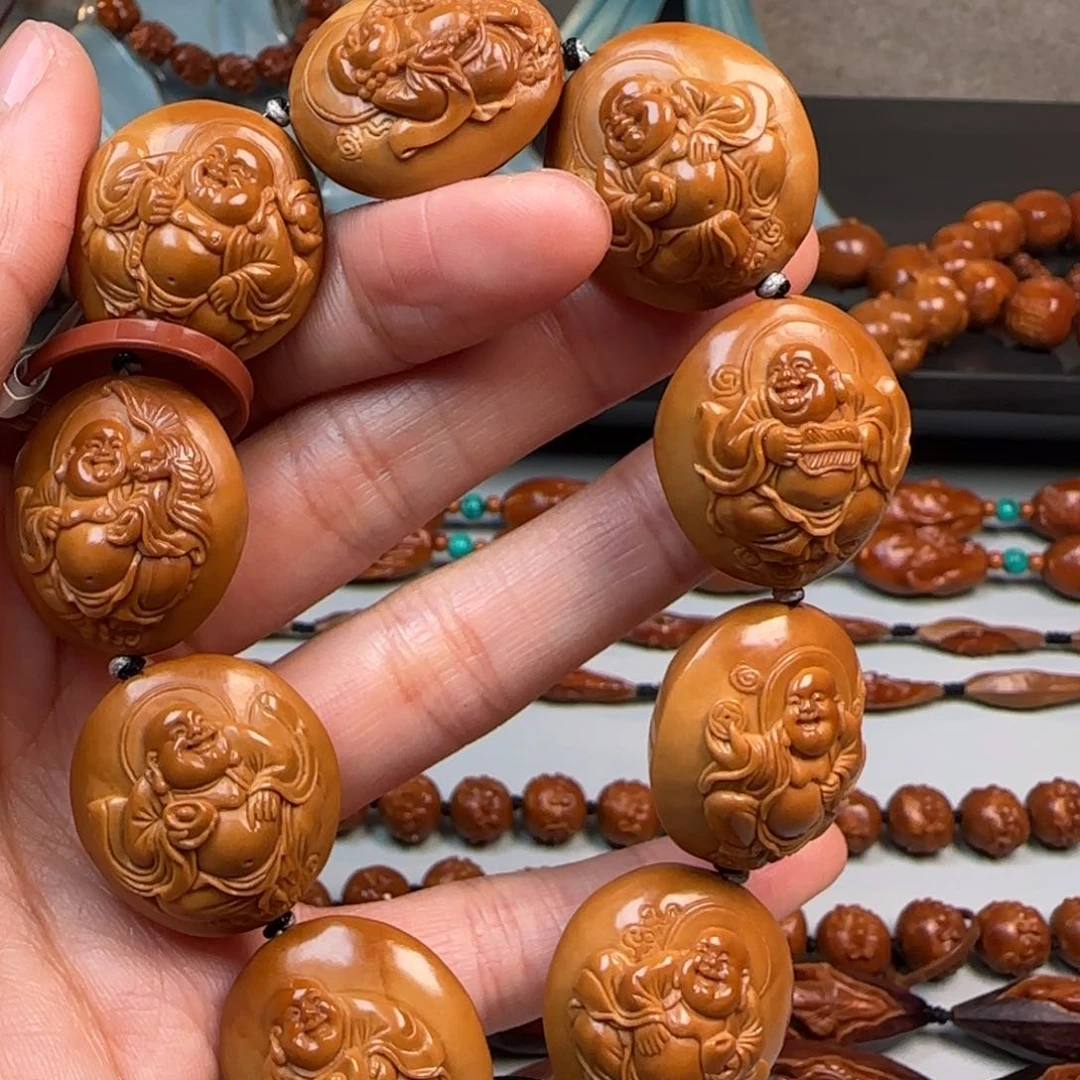 橄榄核手串/手链2.4尺寸四花弥勒手串