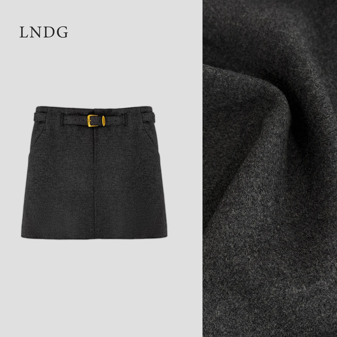 LNDG高端定制欧货秋冬气质百搭腰带半裙LNDG7210
