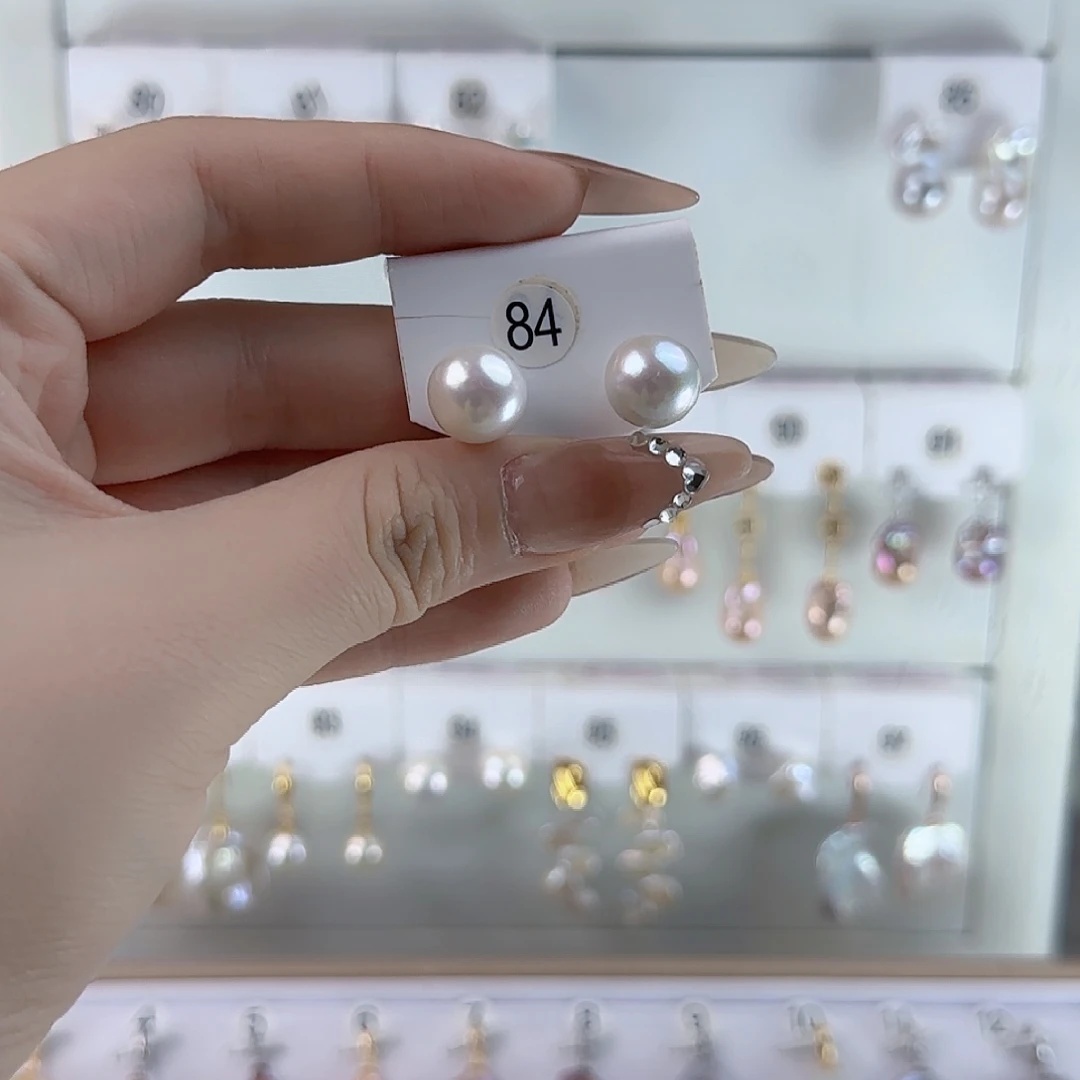 哈***～未镶嵌淡水珍珠耳饰