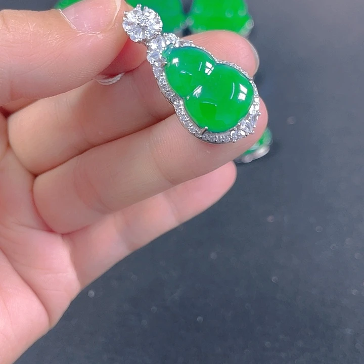 翡翠银S925镶嵌吊坠(不含链)