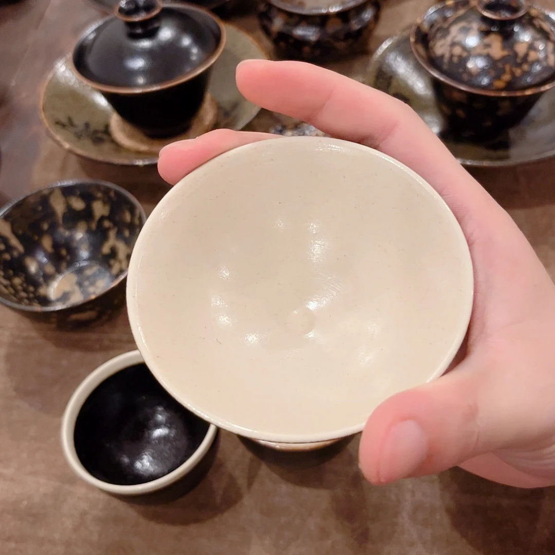 箭***阳茶盏吉州窑柴窑放漏杯