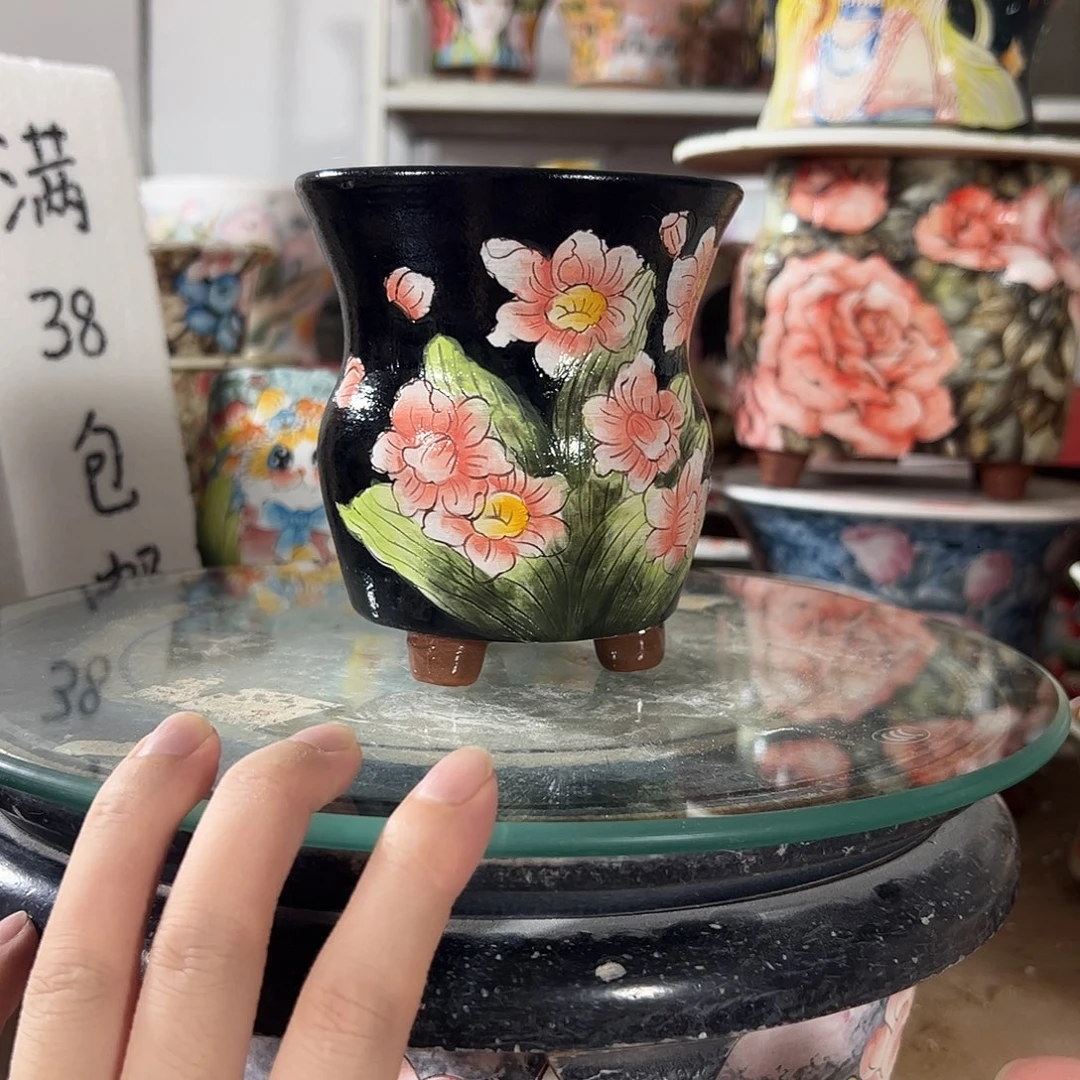 景德镇手绘花盆幸运花盆