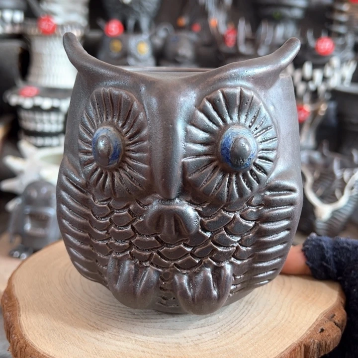 紫砂花盆手捏盆，内口9.2外高11.7