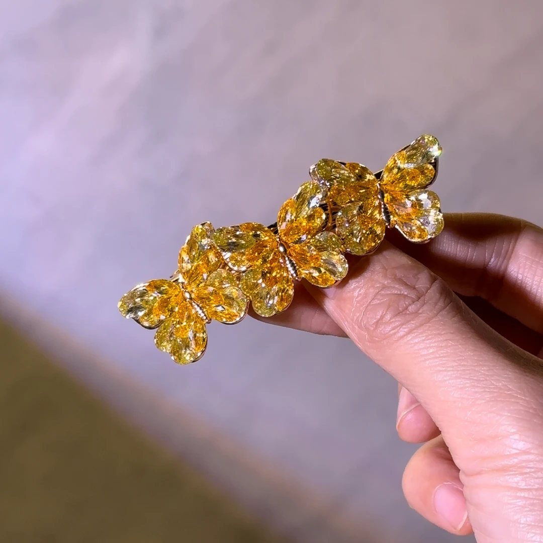 三只小金蝶 弹簧夹