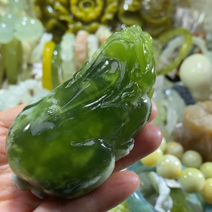 岫玉未镶嵌岫玉手把