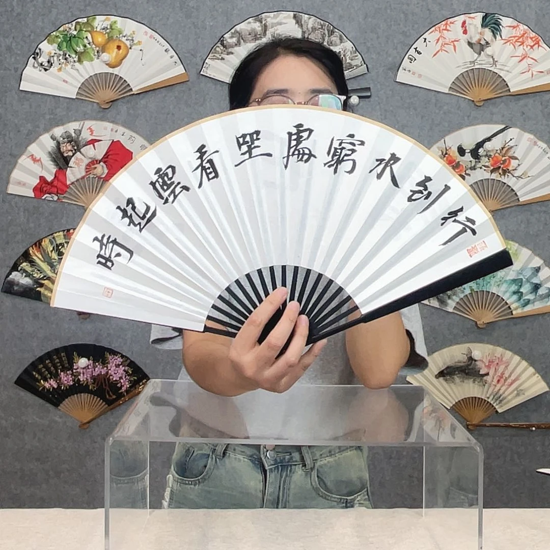 国画18寸-仿乌木福利折扇（默认粘好）