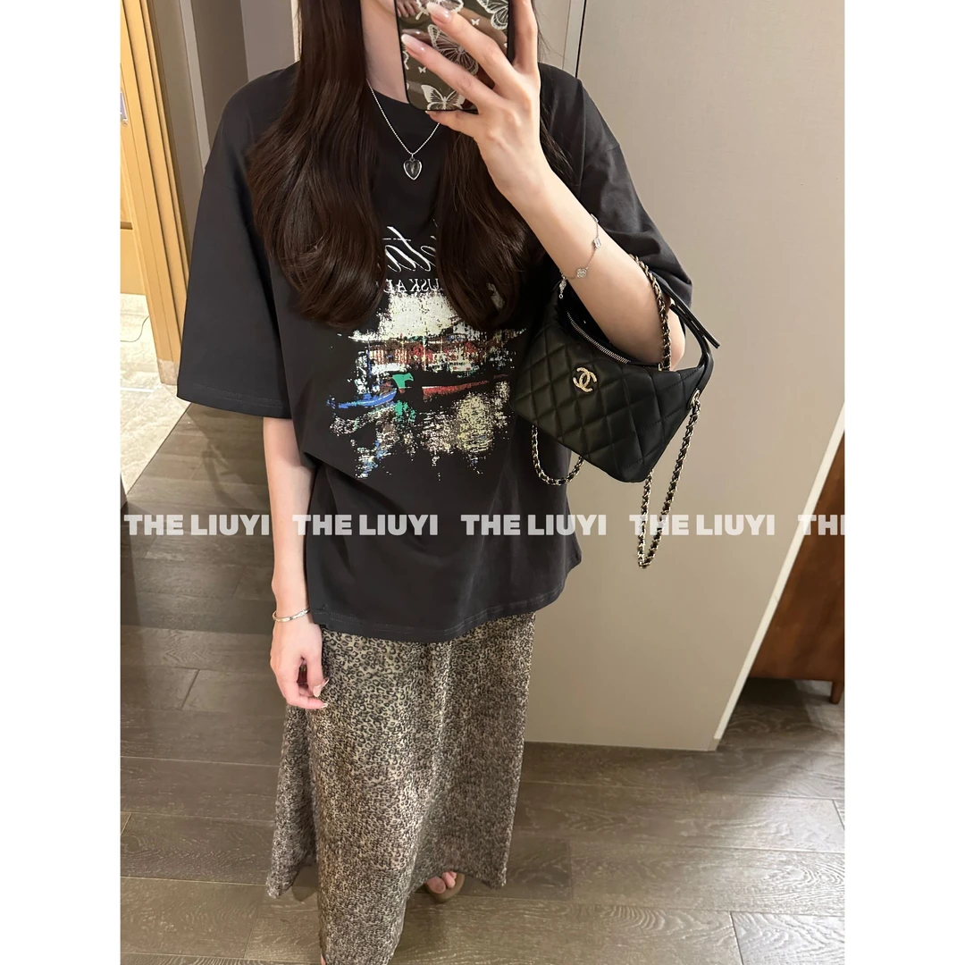 【LIUYI】新款宽松大版休闲短袖T恤57022