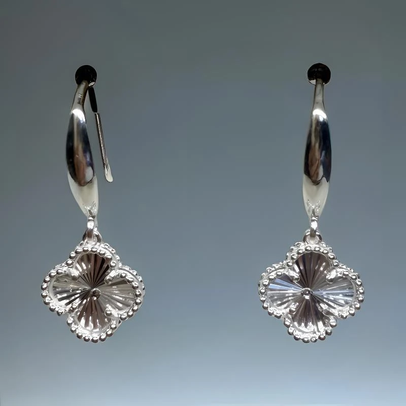 足银耳饰 黔韵银绣足银四叶草耳环春夏新款爆款高级感正品包邮