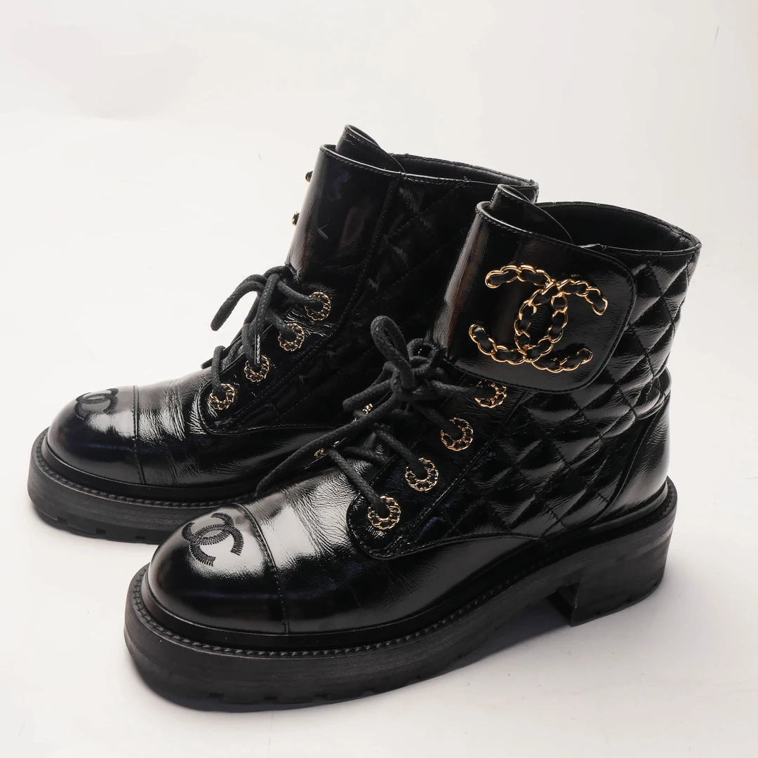 99新 Chanel/香奈儿 /36/黑色菱格纹靴/97新