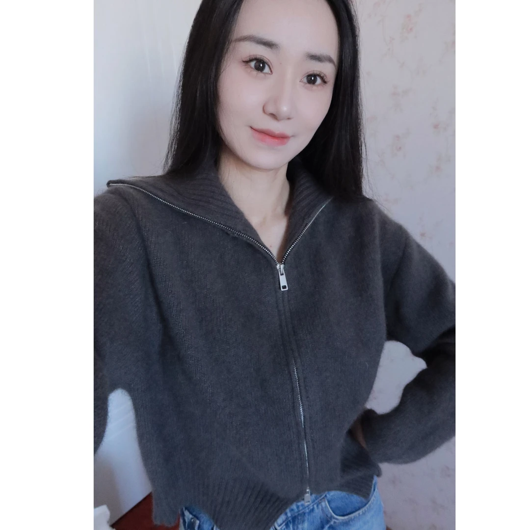 特思倍羊毛衫浣熊绒澳洲绵羊毛纯色宽松绵羊毛休闲外套秋冬保暖