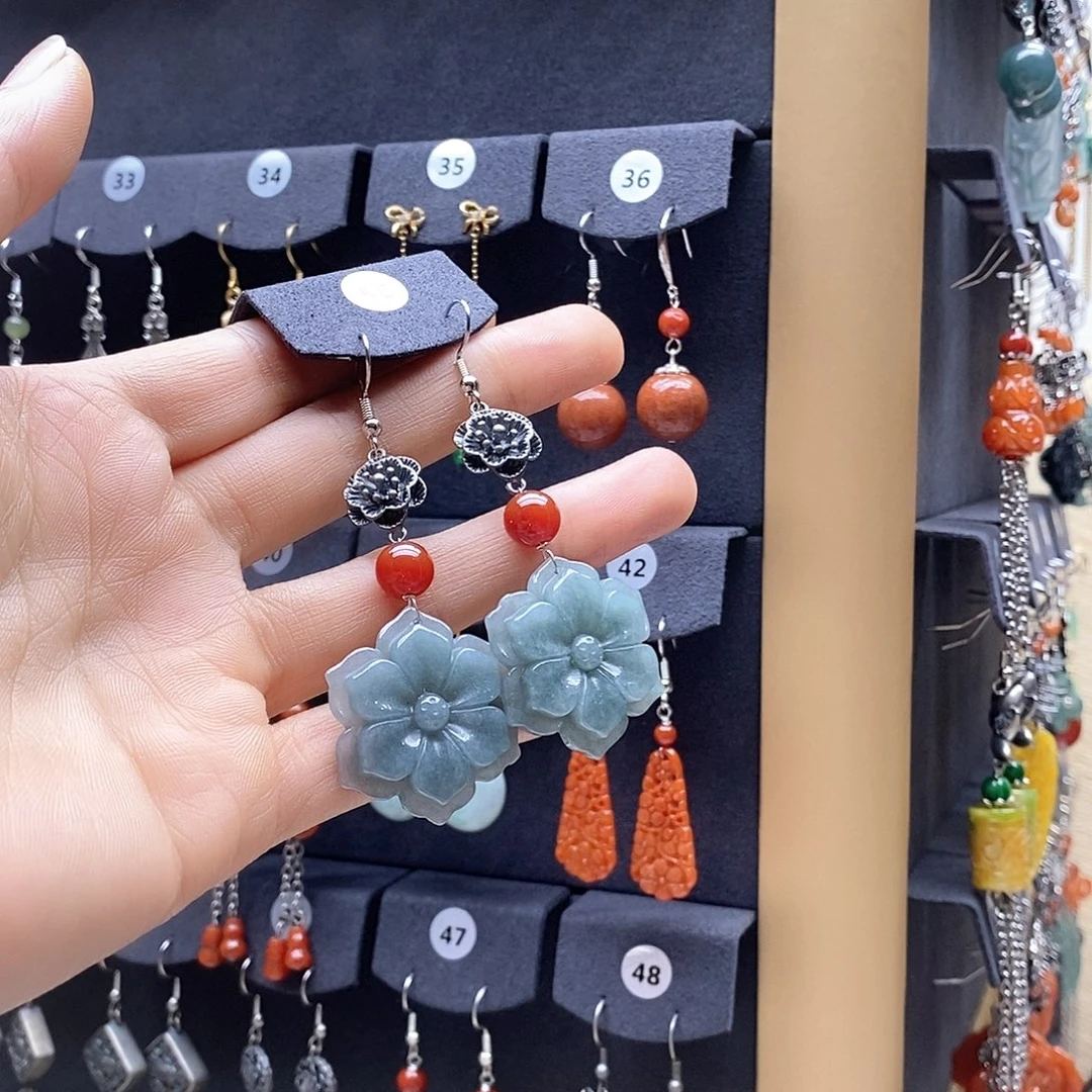 翡翠未镶嵌耳饰耳饰